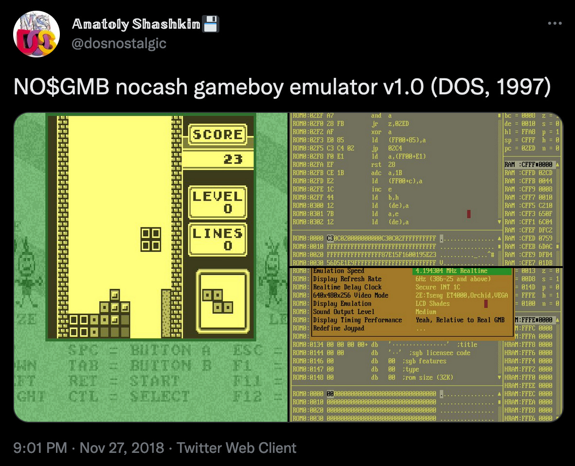 oh man, losing Twitter is gonna suck for people trying to find screenshots of 25-year-old emulators